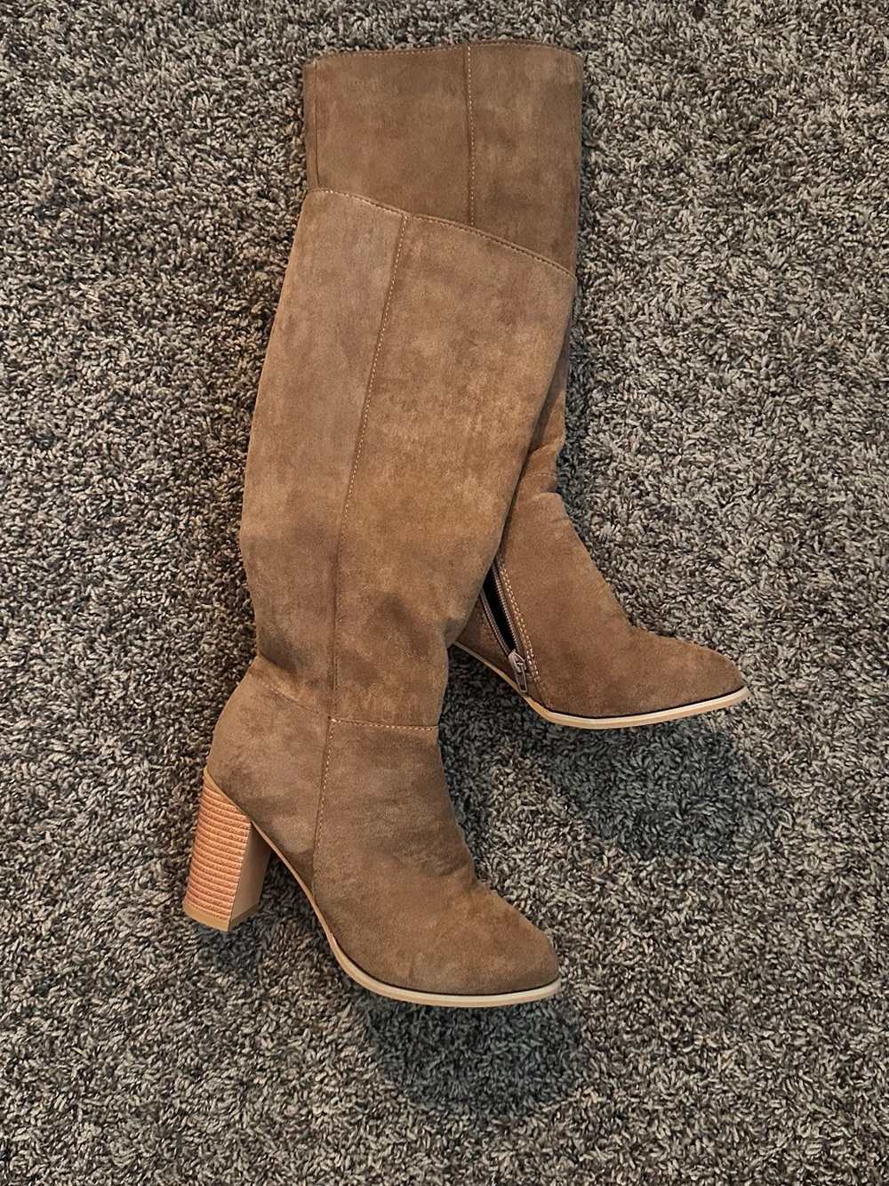 Women's Tall Suede Block Heel Knee Boots - Taupe